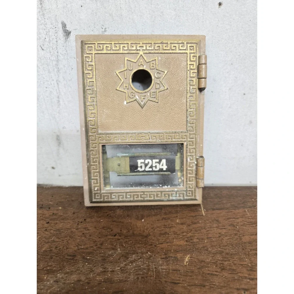 Vintage Post Office PO Box Door Combination Lock #5254 Greek Key Parts/Decor